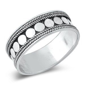 Sterling Silver Bali Ring 7 mm 925 Fashion Band